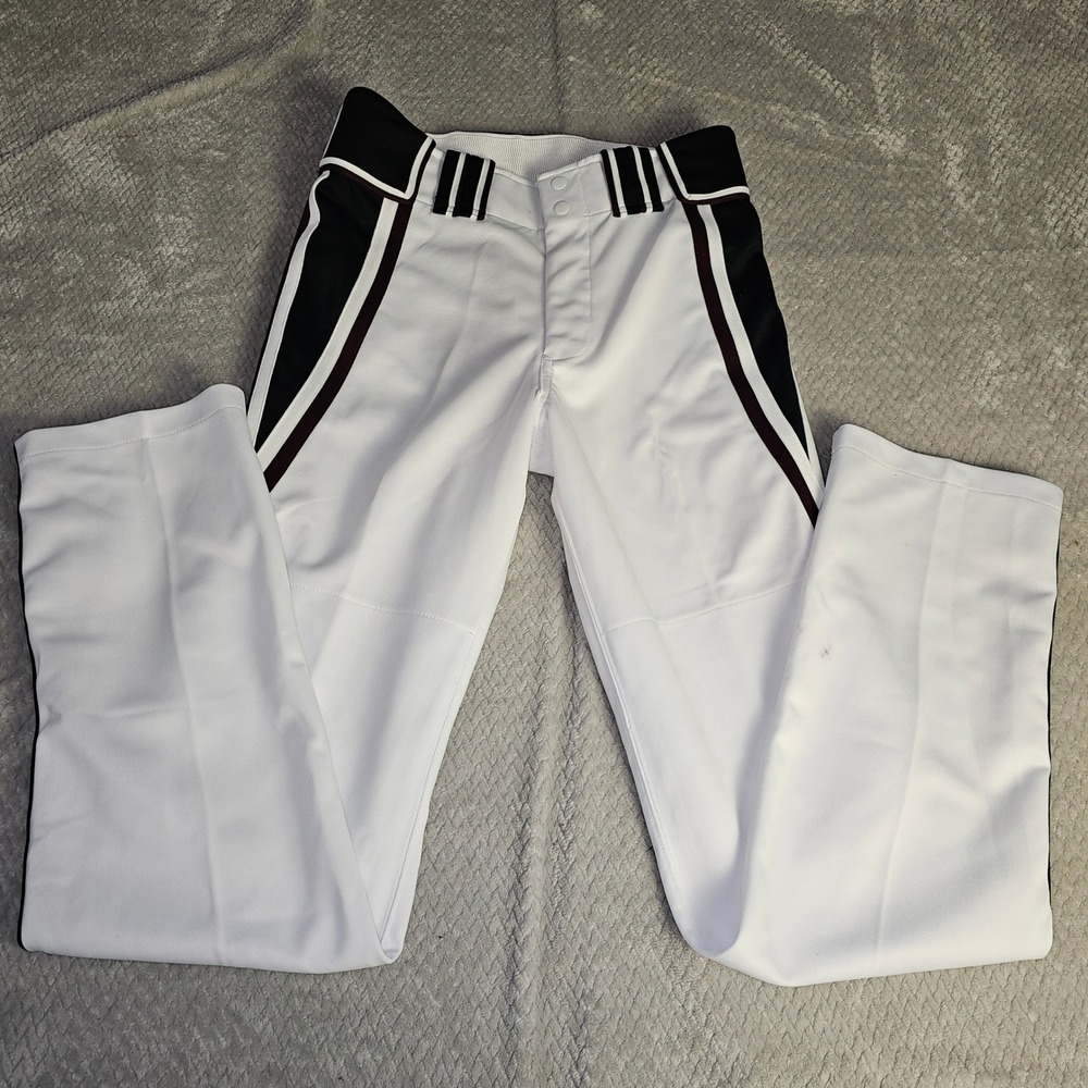 Boombah Mens Baseball Pants White Black Maroon Striped W34 x Long Athletic